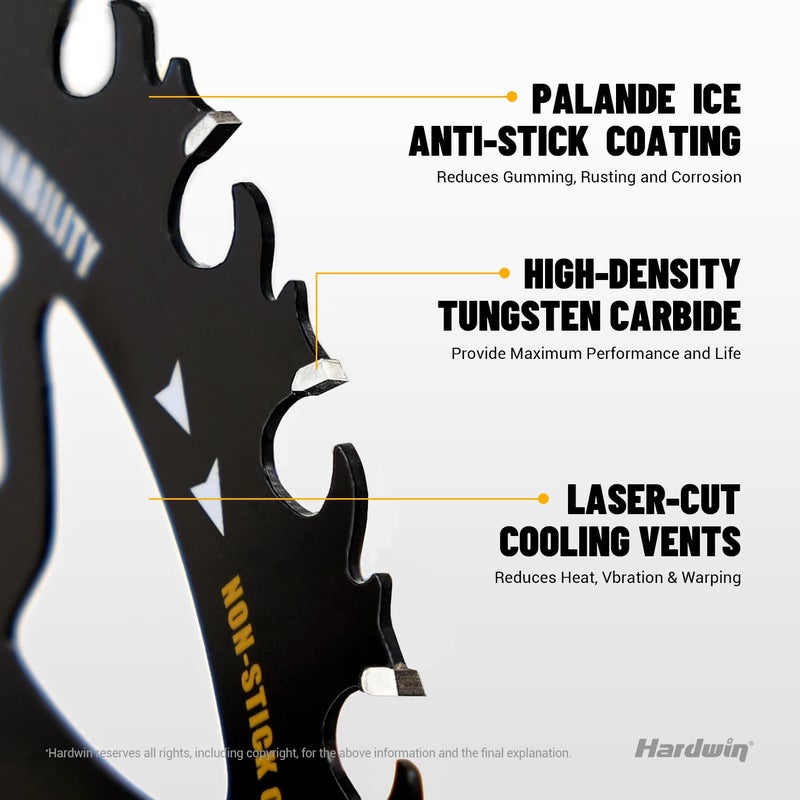 HARDWIN 7 1/4 Inch Framing Circular Saw Blade-3Pack, 40T ATB Carbide Teeth, Lightweight for Cordless Saws. Super Thin Kerf for Cutting Wood, Plywood, MDF, OSB, Hardwood, Softwood & More. - Image 5